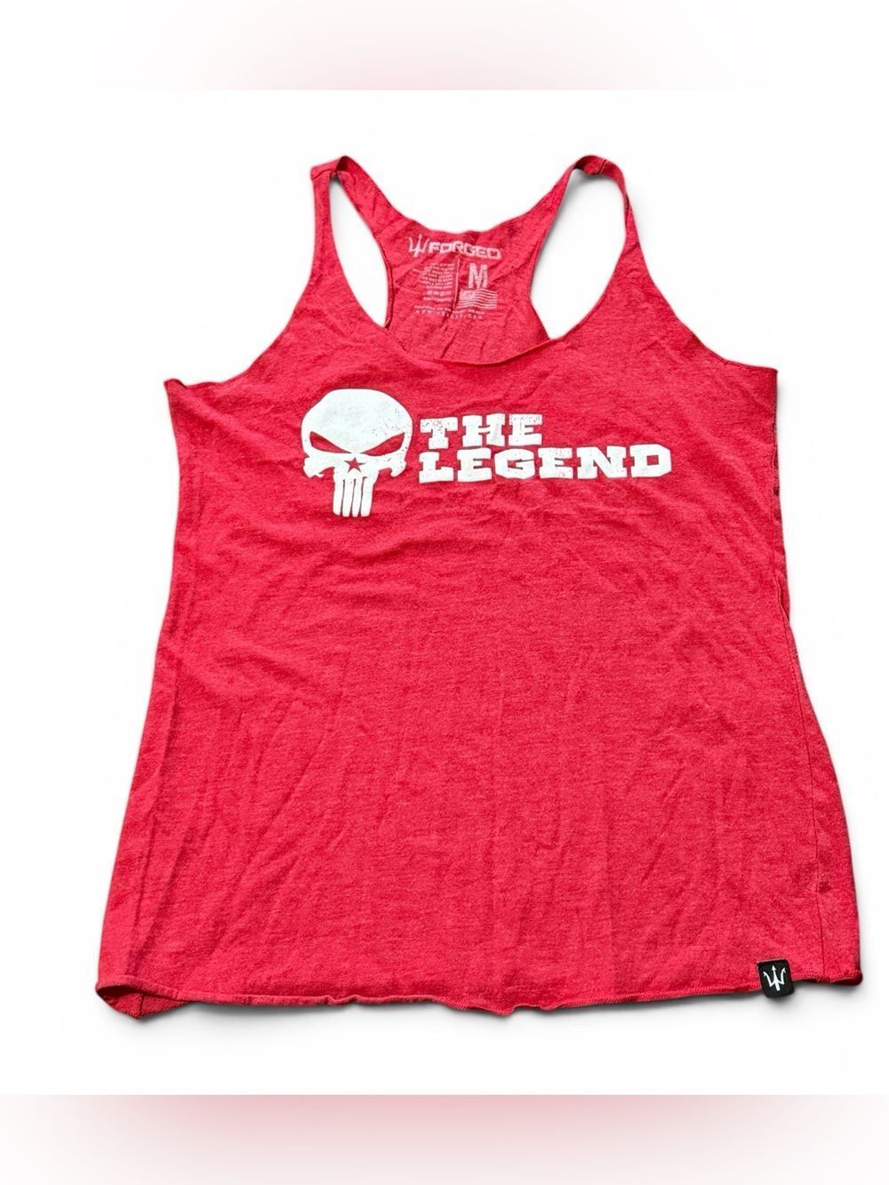 Forged Punisher Lightweight Racerback THE LEGEND Tank Top Red with White Skull M